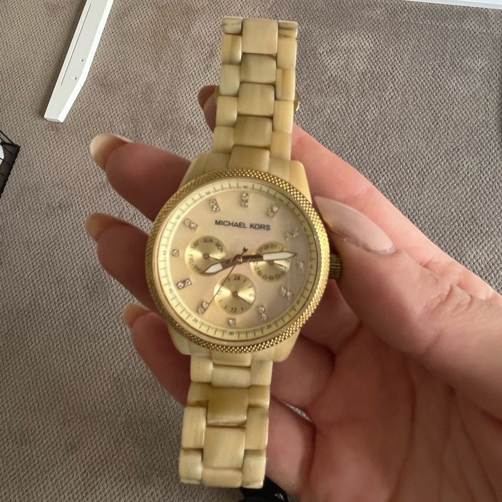 Michael Kors Ivory and Gold Watch